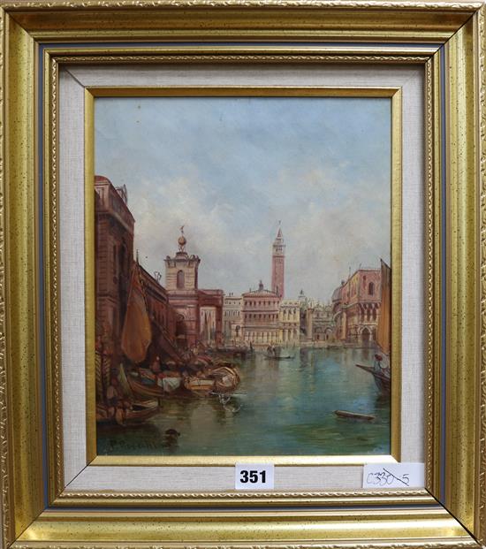 P. Robenhelm European School, oil on canvas, Venetian scene, signed, 29 x 24cm.